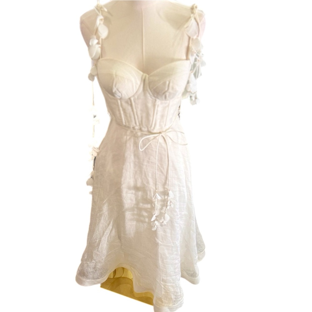 NWOT $1600 MSRP Zimmermann Ivory Wanderland Corset-Style Midi Dress US Size 4-6 - Picture 6 of 15
